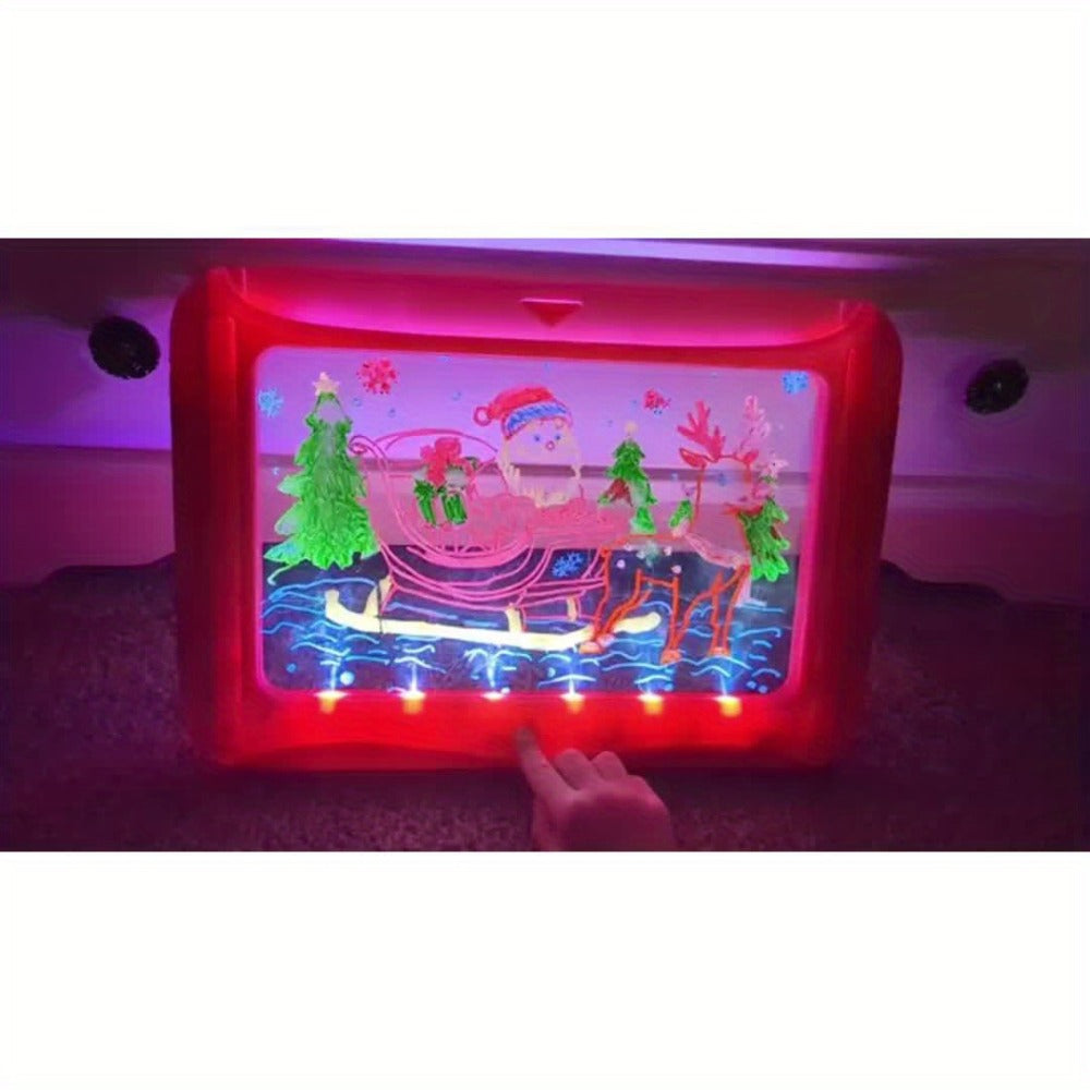 LED Light Up Drawing Board for Kids with 9 Double-Sided Tracing Cards & 6 Markers – Travel Doodle Board, 6 Colors