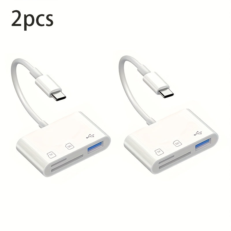 USB-C OTG SD Card Reader Adapter 2-Pack – Type-C to SD & Micro SD/TF Memory Card Reader for iPhone, Android, Windows Laptop | Camera Data Transfer Adapter