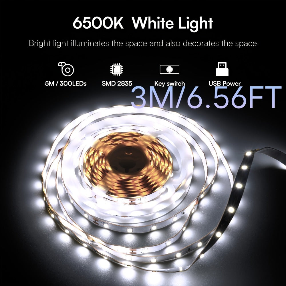RGB LED Strip Lights Music Sync Color Changing – App & 24-Key Remote Control Dimmable Timer Adhesive LED Light Strip for Bedroom Dorm Ceiling TV Holiday Decor – 6.56FT to 260FT