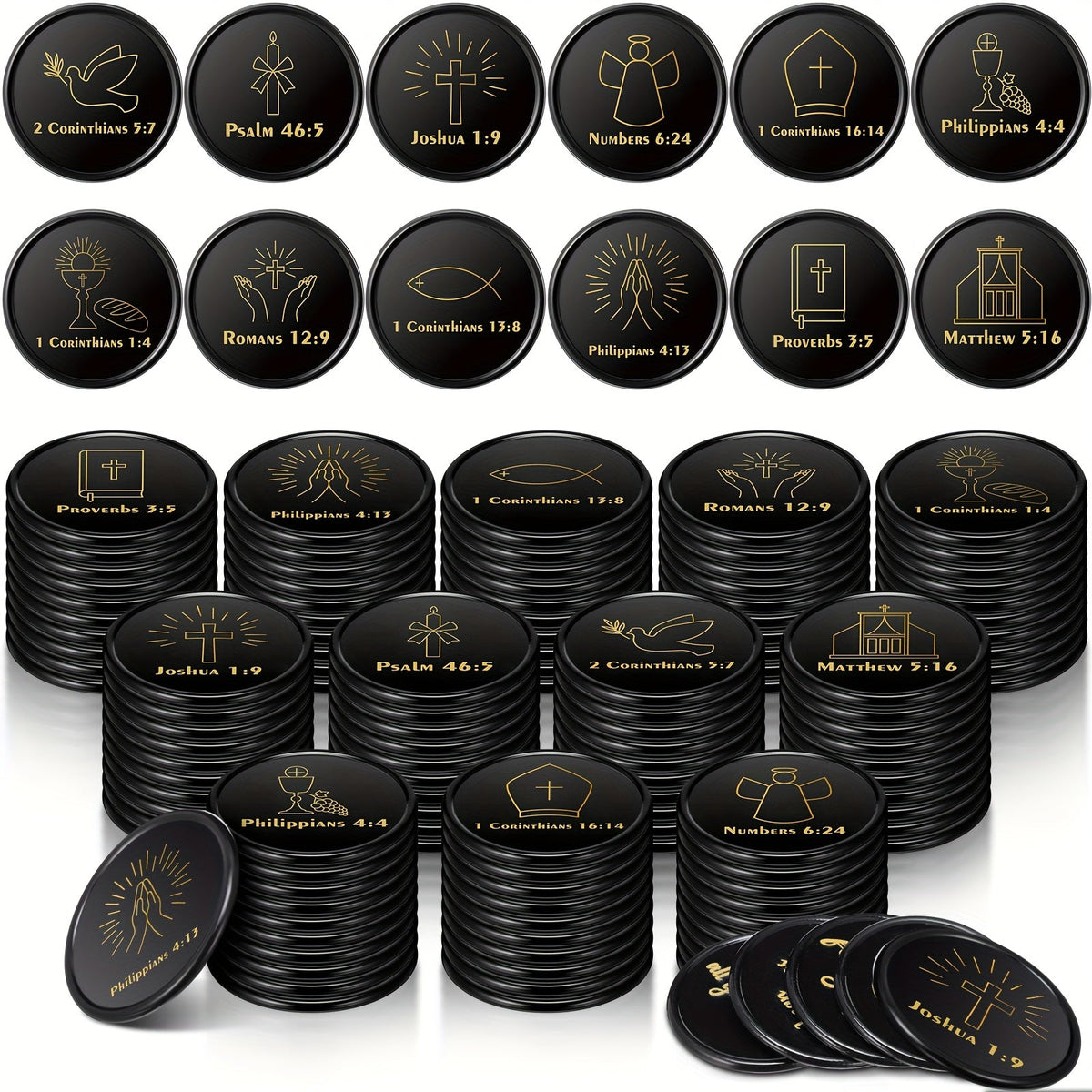Bible Verse Coins Bulk 120 Pack – Christian Scripture Token Gifts for Church Events, Sunday School Prizes, VBS Rewards, Baptism, Easter Basket Fillers & Religious Party Favors