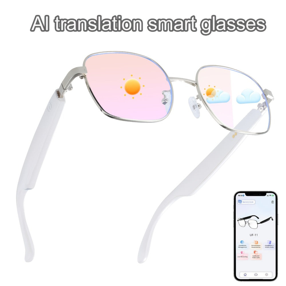 ChatGPT AI Translation Glasses with 160-Language Real-Time Translation, Photochromic Lenses, HiFi Audio & HD Calls – 19 Frame Styles, Unisex Smart Eyewear for Travel & Business