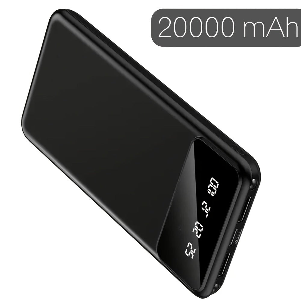 Dual USB 20000mAh Power Bank Portable Charger with LED Digital Display, Type-C & Micro USB Input, 5V/2.1A Fast Charging Battery Pack for iPhone Android Samsung iPad Tablets – Safe Polymer Lithium