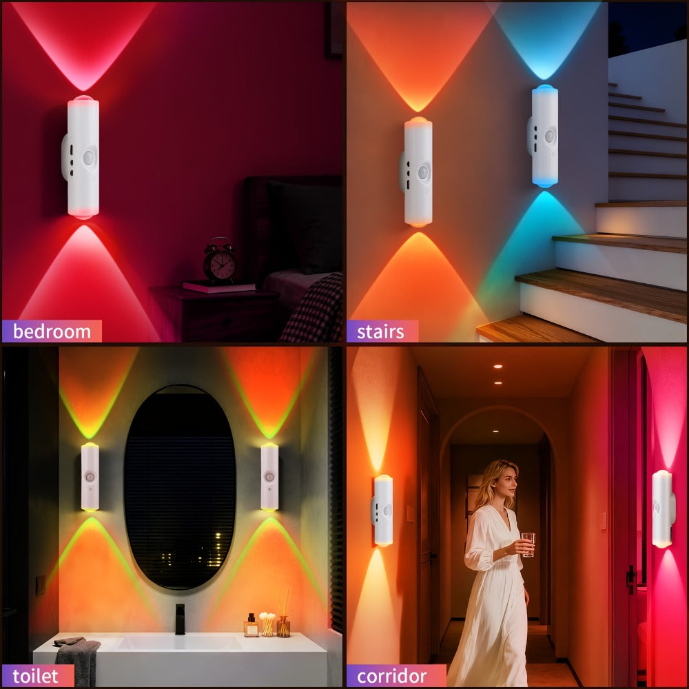 RGB Magnetic Night Light LED Ambient – Multi-Color Motion Sensor, No-Drill Magnetic Install, Long Battery Life for Living Room, Bedroom, Hallway, Stairs & Bar (1pc or 5-Pack)