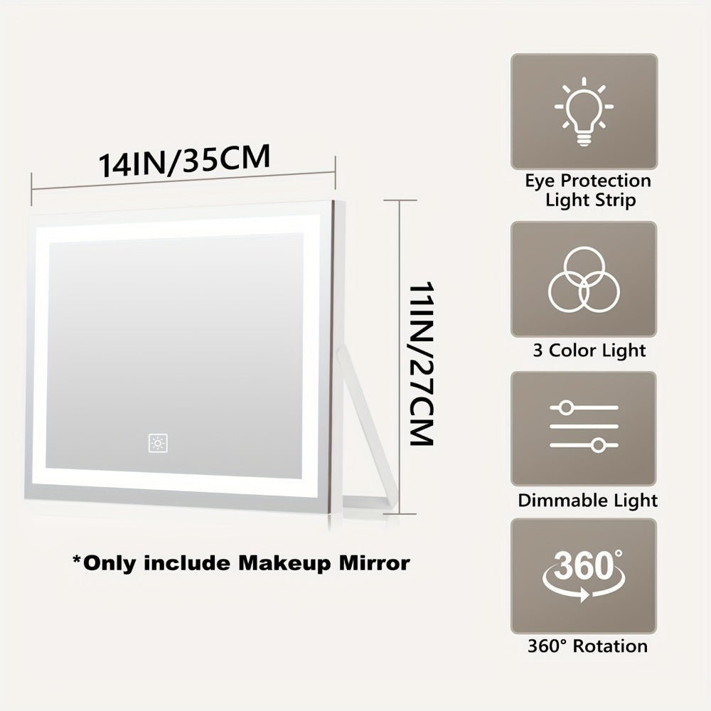 LED Vanity Mirror with Lights & 15X Magnifier – 3 Color Temperature Modes, Smart Touch Adjustable Brightness, 360° Rotation Makeup Mirror for Bedroom Bathroom Dressing Table, Gift for Women Girls