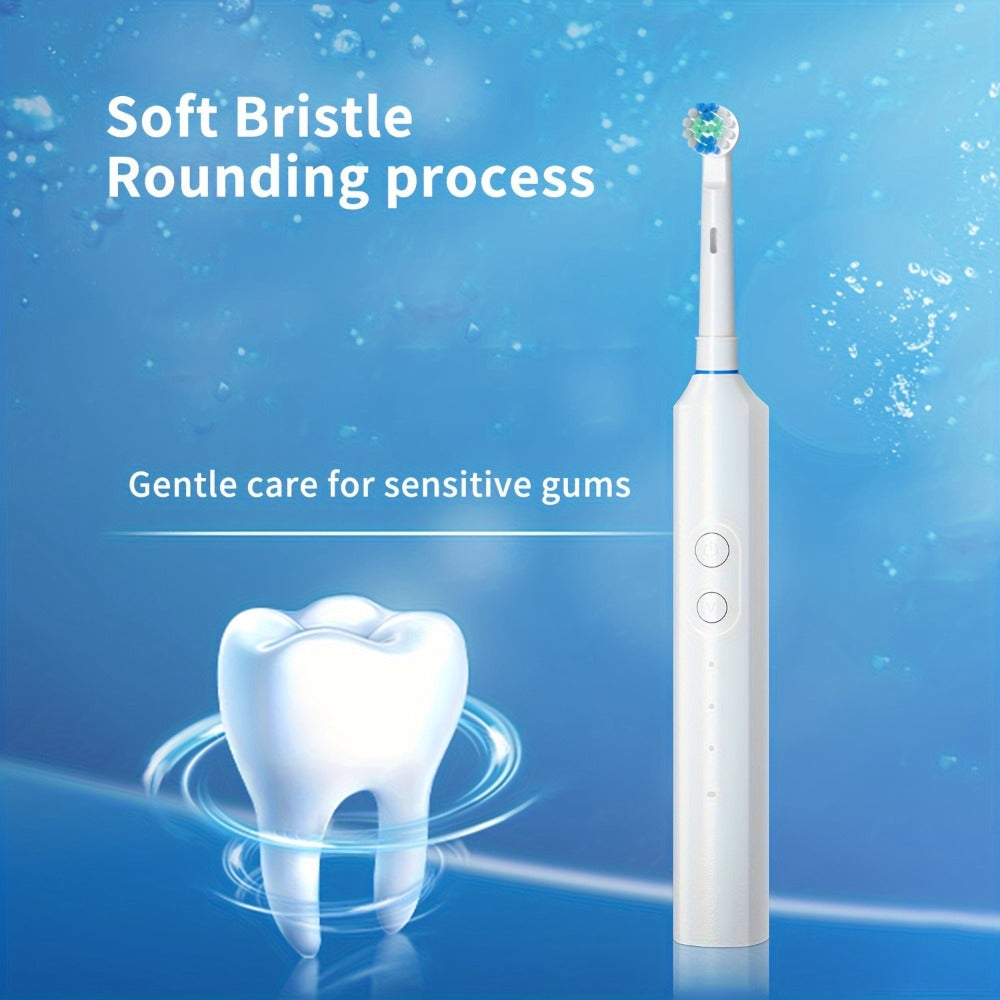 Sonic Electric Toothbrush with Smart Timer & 3 Cleaning Modes - IPX7 Waterproof, 4 Brush Heads, 600mAh USB Fast Charge, Round Tip Soft Bristles, Rechargeable Adult Toothbrush for Deep Clean
