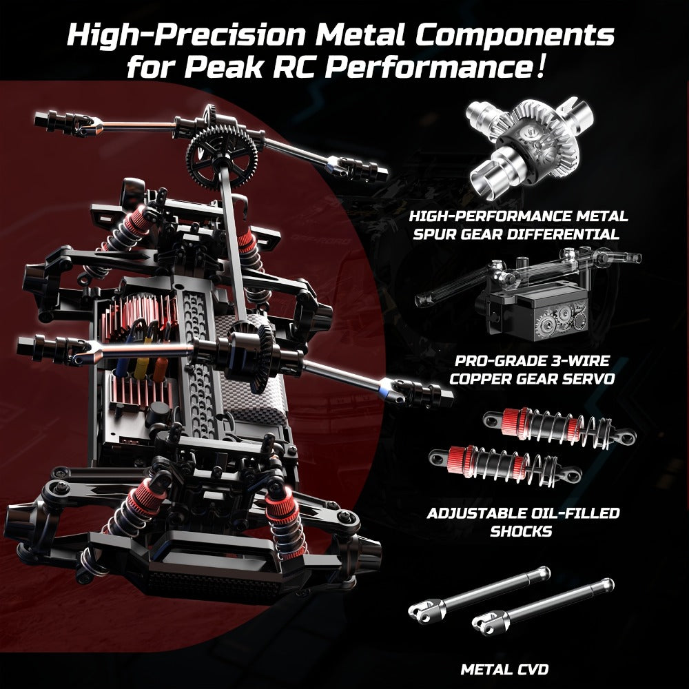 DEERC 1:16 4WD RC Truck, 42 km/h with Dual Batteries
