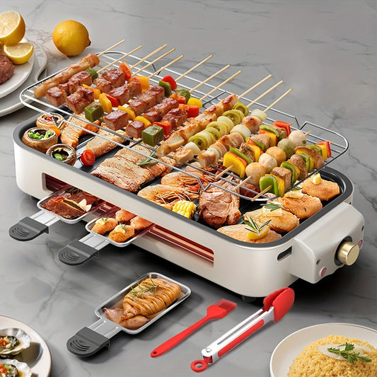 Electric Grill and Frying Pan, 1500W with Detachable Nonstick Board, Black with Gift Bag