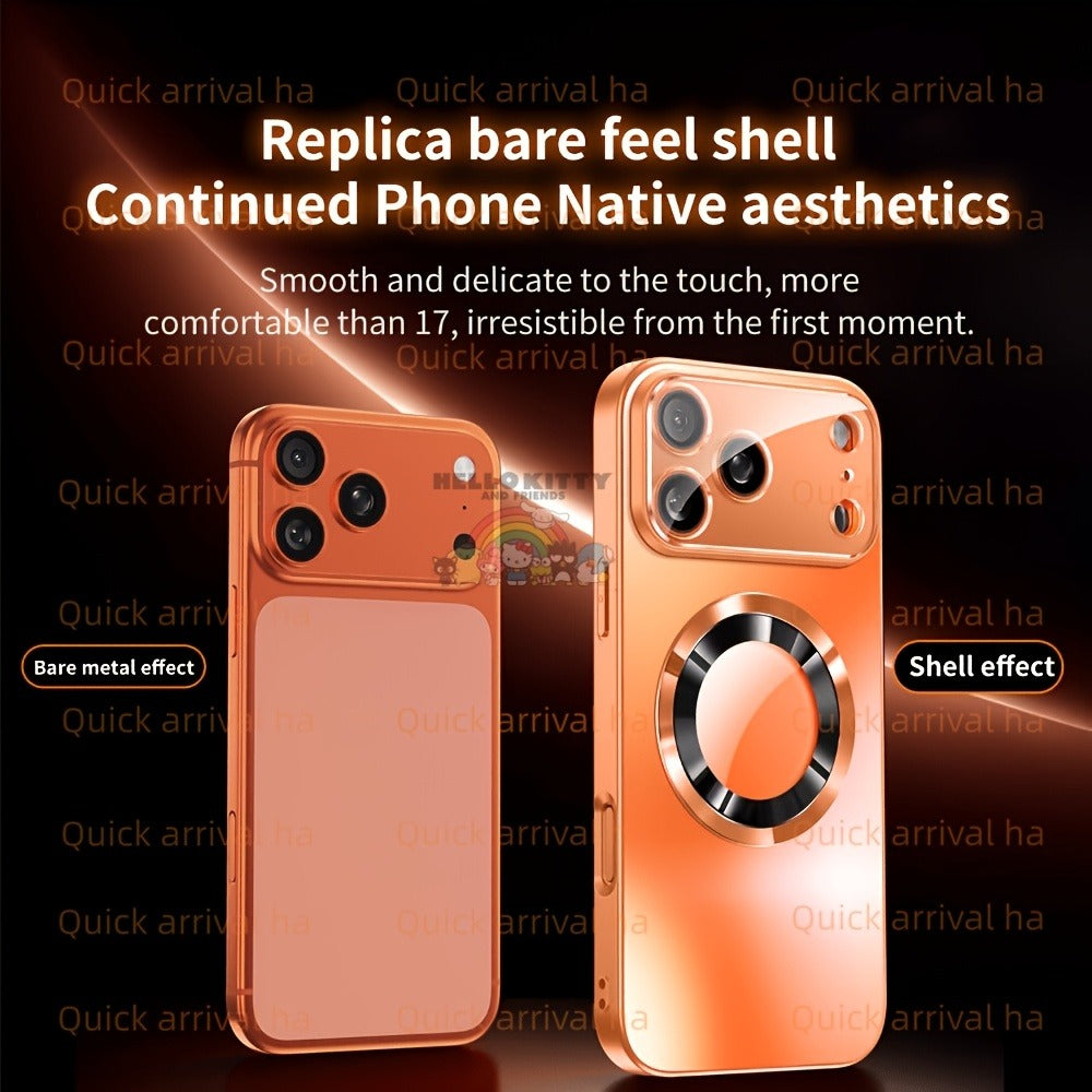 MagSafe iPhone Case Matte Titanium with Built-In Glass Lens Protector for iPhone 17 Pro Max Air 16 15 14 Series – Shockproof Luxury Magnetic Wireless Charging Cover