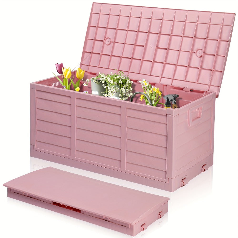 75 Gallon Deck Box with Wheels – 284L Resin Outdoor Storage Box Lockable Plastic Container for Patio, Pool & Garden, 110 lbs Capacity, Multiple Colors, Weatherproof Outdoor Storage Cabinet