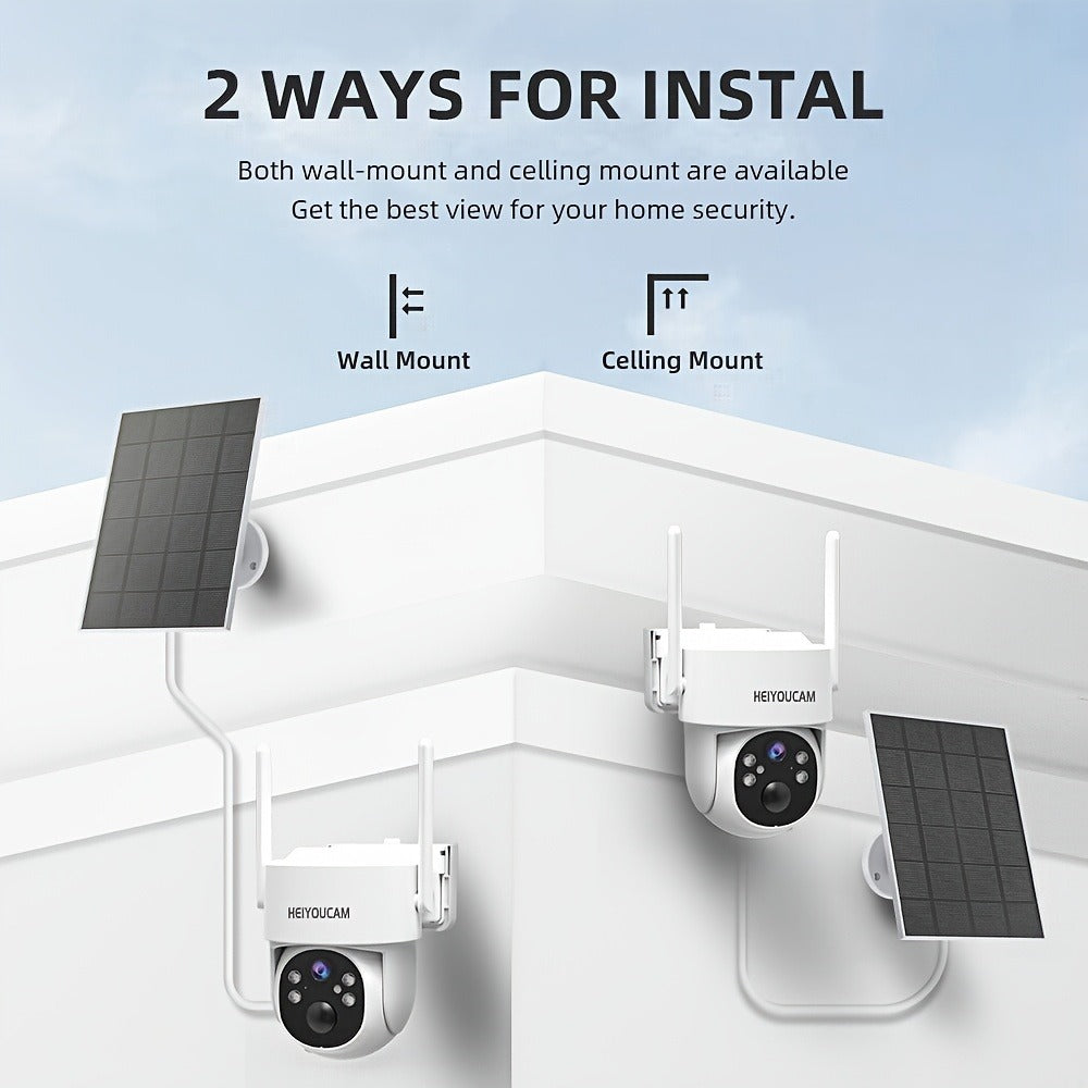 360° Solar PTZ Outdoor Security Camera 3MP, AI Human Auto-Tracking, Smart Siren Alarm, Spotlight Color Night Vision, Two-Way Audio, Weatherproof WiFi – Wire-Free Solar CCTV with Active Deterrent