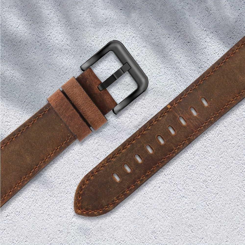 Apple Watch Band Leather for Men Classic Soft Synthetic Leather Strap Coffee Brown, Compatible with Apple Watch Ultra 2 Ultra 1 Series 9 8 7 6 5 4 3 2 1, 38mm 40mm 41mm 42mm – Men's Replacement Wristband