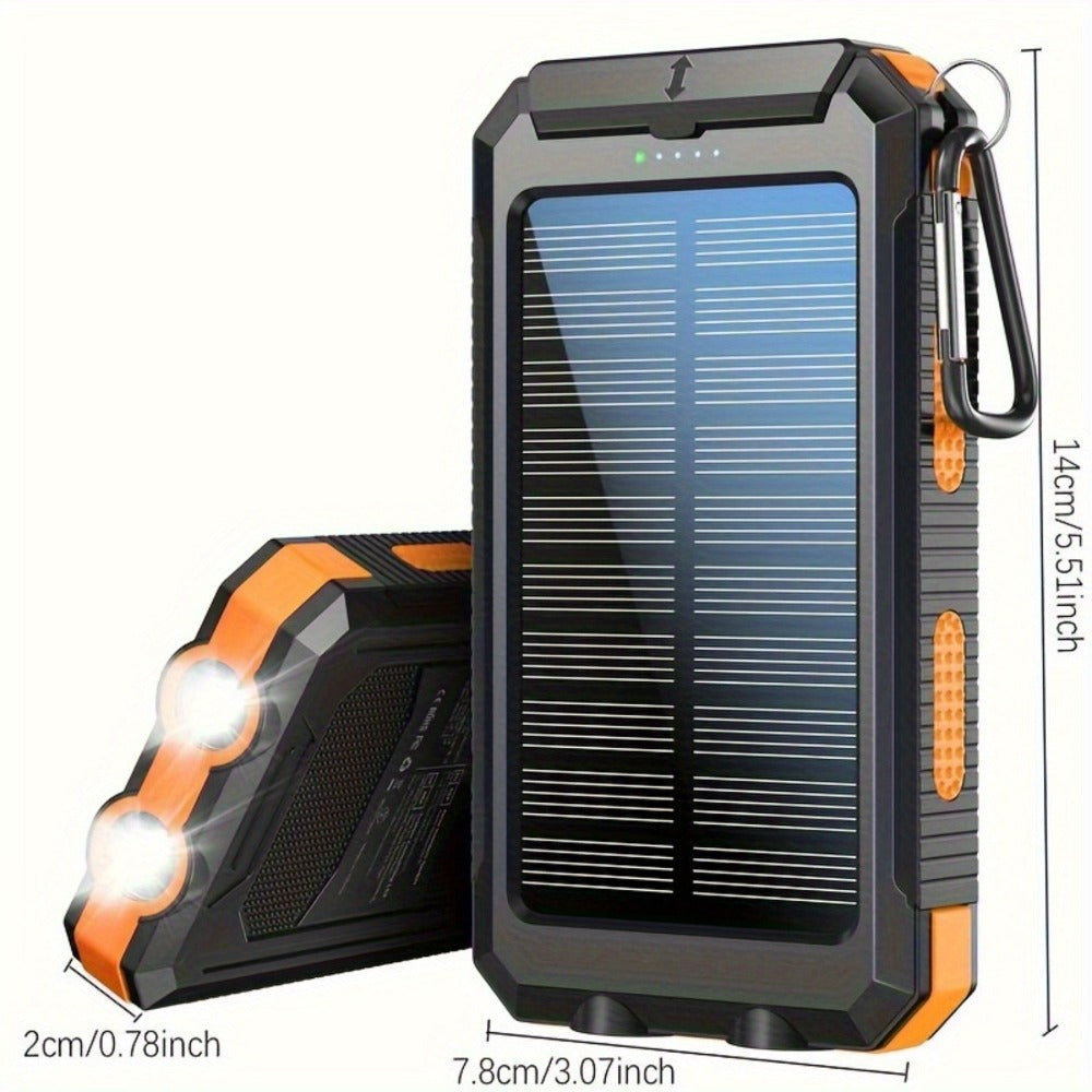 Solar Power Bank 20000mAh 40000mAh Portable Charger with Dual USB LED Flashlight & Compass - Waterproof External Battery Pack for Camping Hiking Outdoor Emergency, Compatible with iPhone Android Samsung