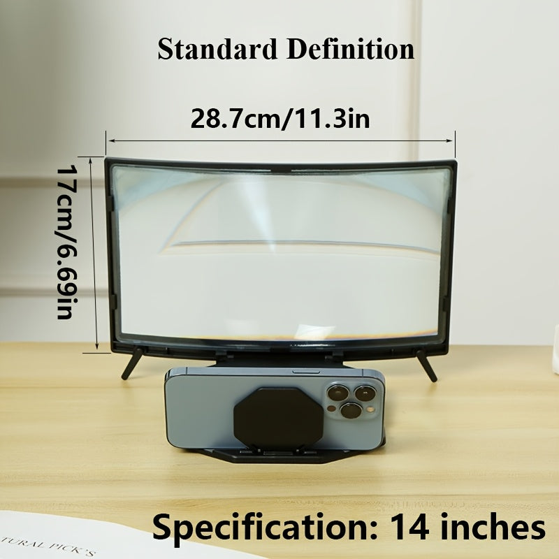 Phone Screen Magnifier 14 or 16 Inch Curved Foldable Stand – Choose HD or Standard Definition Wide Angle Eye Protection Smartphone Amplifier for Movies Gaming Video Calls, Universal iPhone Android Gift