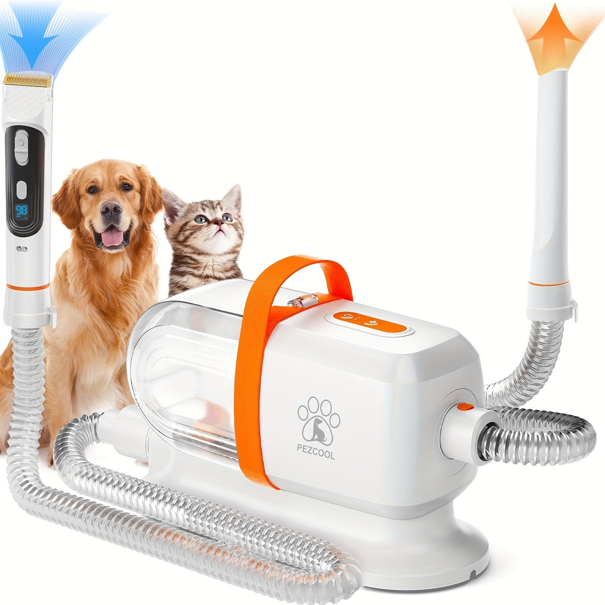 Pet Grooming Vacuum Kit 8-in-1 with 12000Pa Suction – Dog & Cat Hair Vacuum for Shedding, 6 Grooming Tools, 74oz Dust Cup, Low Noise, 3 Suction Levels, No Battery Required