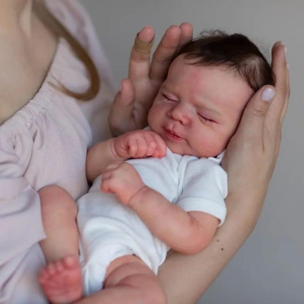 18-Inch Sleeping Reborn Baby Doll with Marbled Skin and Cloth Body