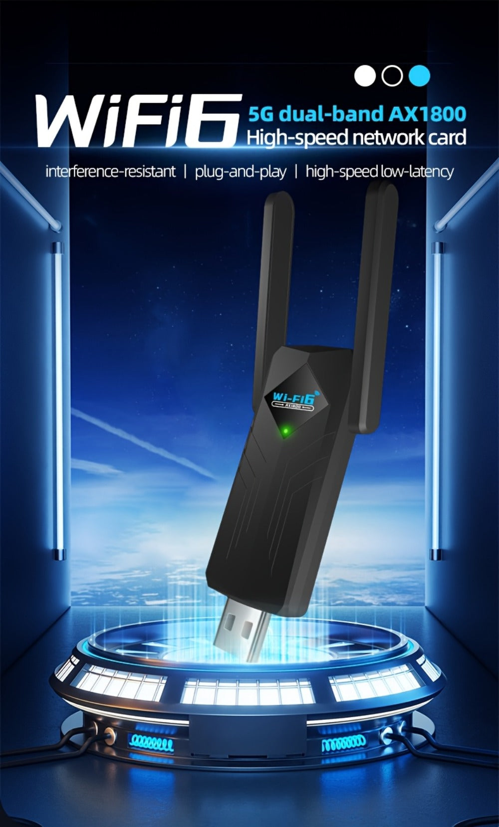 1800Mbps USB WiFi Adapter for PC Desktop Laptop with Dual 5dBi Antennas, 5GHz & 2.4GHz Dual Band Wireless Network Adapter, Windows 11 10 8 7 Compatible, Double Antenna or No Antenna Version