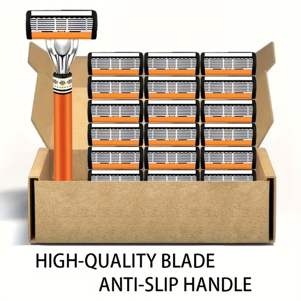 Double Edge Safety Razor Set for Men with 2 Handles & Stainless Steel Replacement Blades — Barber-Quality Close Shave Manual Shaving Kit, Reusable Eco-Friendly Razor, 24/36/54/72 Blade Options