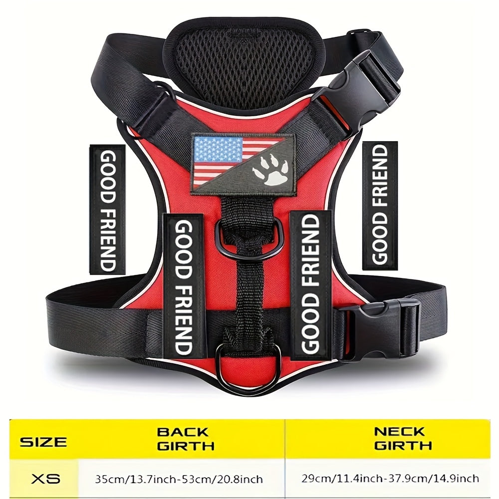 Service Dog Harness with 5 Patches – Reflective Adjustable Oxford Vest with Inner Mesh Layer, Service Dog ID System for Small Medium Large Dogs, XS–XL, 5 Colors