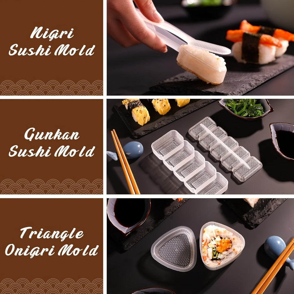 Sushi Making Kit 22-in-1 with Bamboo Rolling Mats Chef Knife Triangle Nigiri Gunkan Molds Chopsticks Beginner Guide – Complete DIY Sushi Set for Home Kitchen Japanese Cooking Gift
