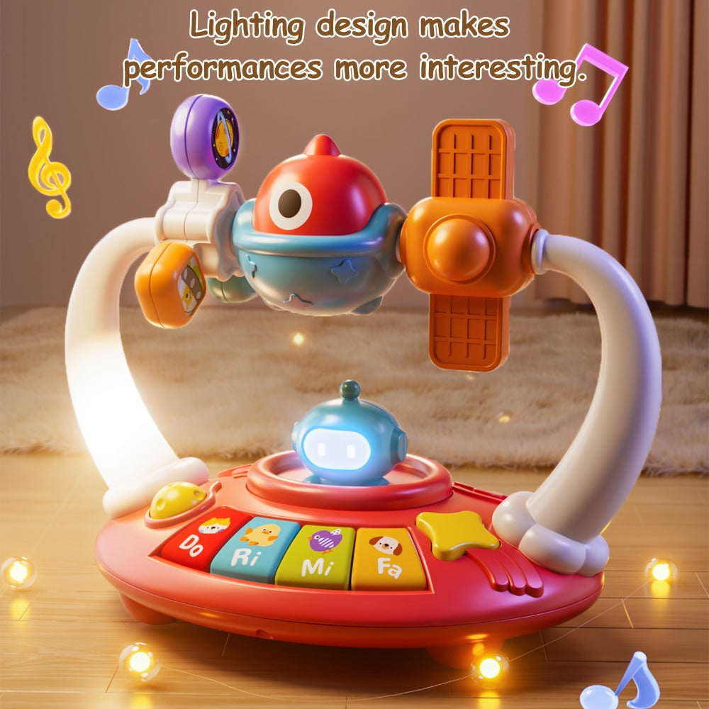 Dinosaur Piano Toy for Kids – Rotatable Smart Music Box with Space Theme, Mini Electronic Musical Instrument for Toddlers, Fun Learning Toy Gift for Boys & Girls