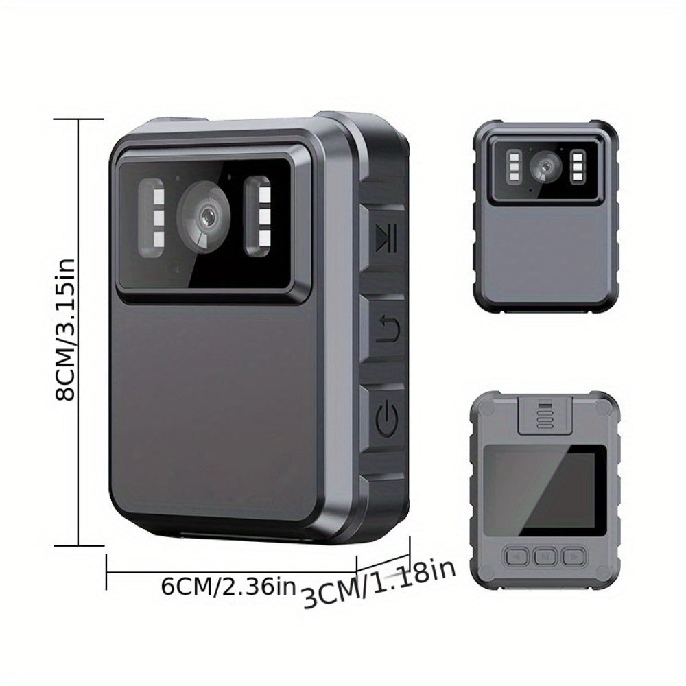 Body Camera with Night Vision & Audio Recording | 150° Wide Angle, 1800mAh Battery, HD Video, Compact Wearable Security Camera for Law Enforcement, Security Guards, Outdoor Use (No SD Card)