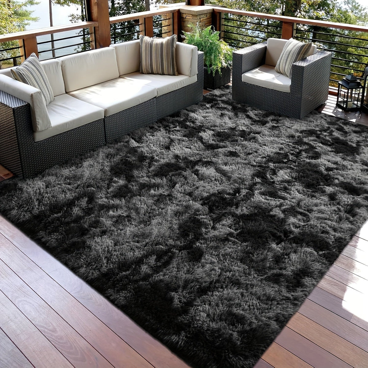 Tie-Dye Shaggy Fluffy Area Rug Non-Slip Machine Washable – Soft Plush Fuzzy Carpet for Bedroom, Living Room, Hallway & Dorm – 6 Colors, 4 Sizes: 2x6, 3x5, 6x9, 8x10 Ft