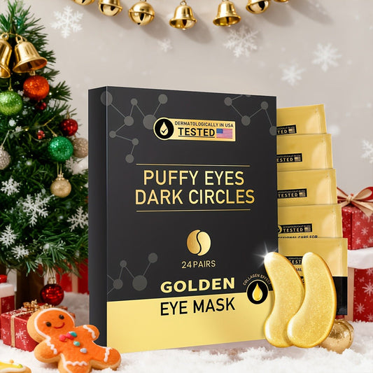 Under Eye Patches 24K Gold 24 Pairs - Collagen Hyaluronic Acid Eye Mask for Fine Lines, Wrinkles, Puffiness & Dark Circles, Korean Skincare Anti-Aging Eye Treatment for All Skin Types