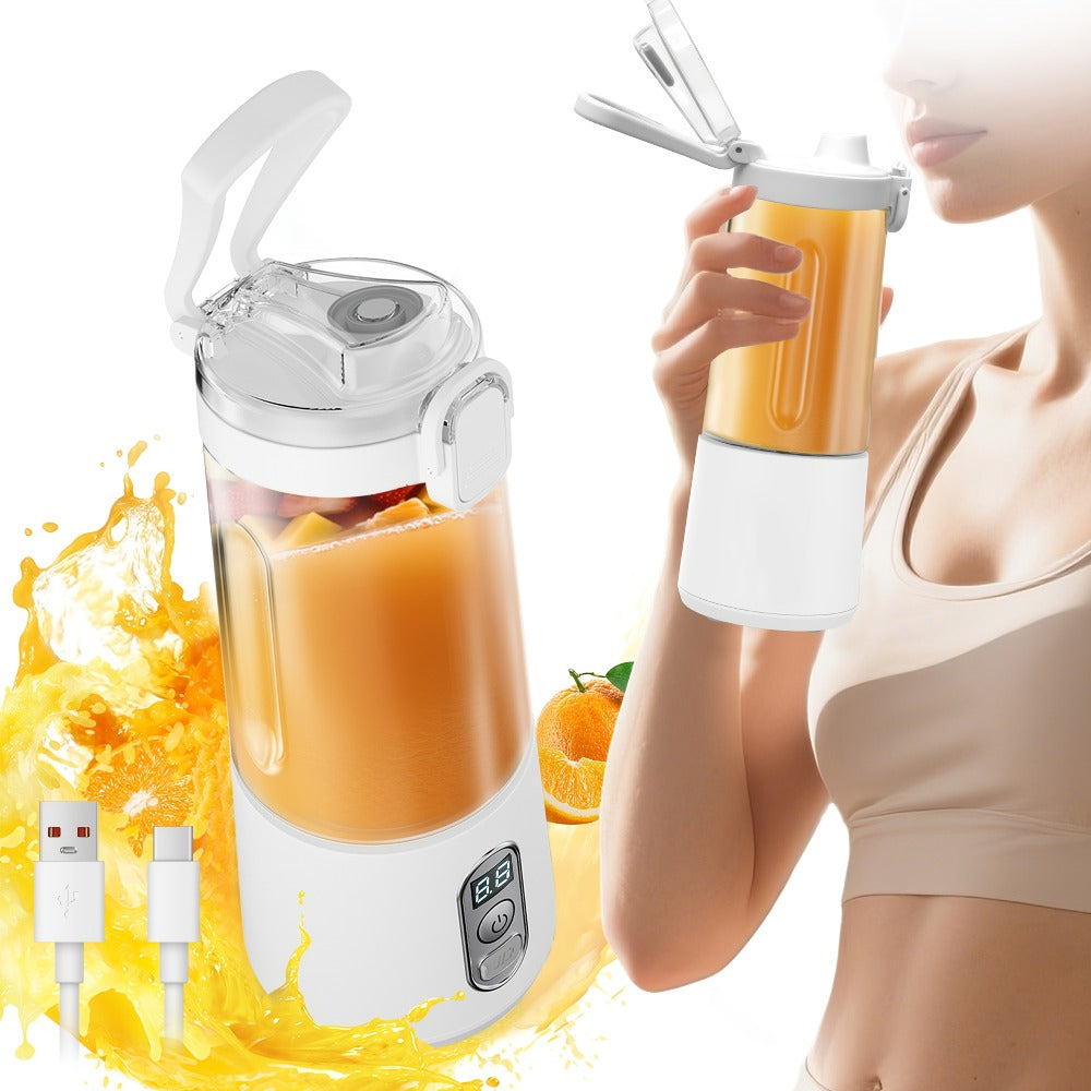 Portable Smoothie Blender USB-C Fast Charge 6-Blade Stainless Steel – Digital Timer Battery Display High-Speed Ice Crush No-Spill Lid | Protein Shake Gym Travel Blender in Black Pink White