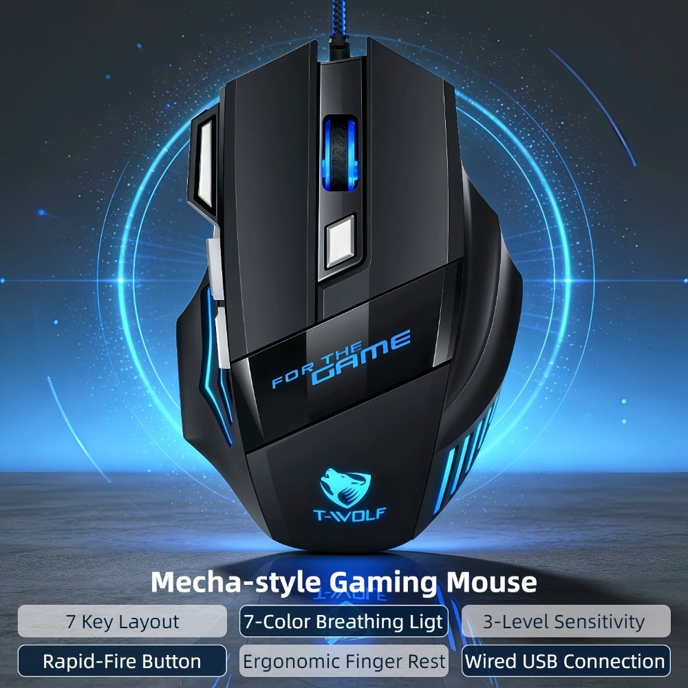 Programmable RGB Gaming Mouse Wired Ergonomic Pro-Grade with Turbo Click Multi-Mode DPI Sensitivity Dynamic RGB Lighting Forward Back Buttons USB Plug & Play for PC Laptop Mac Multiple Models
