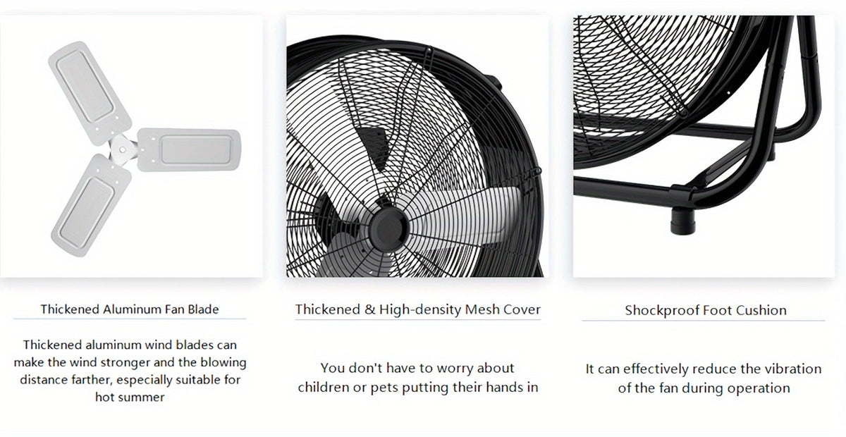 Industrial Drum Fan 24 & 30 Inch | High Velocity Floor Fan 9460-14000 CFM, 3-Speed Air Circulator with 180° Tilt for Warehouse, Garage, Workshop, Job Site & Large Space Cooling – Multiple Colors