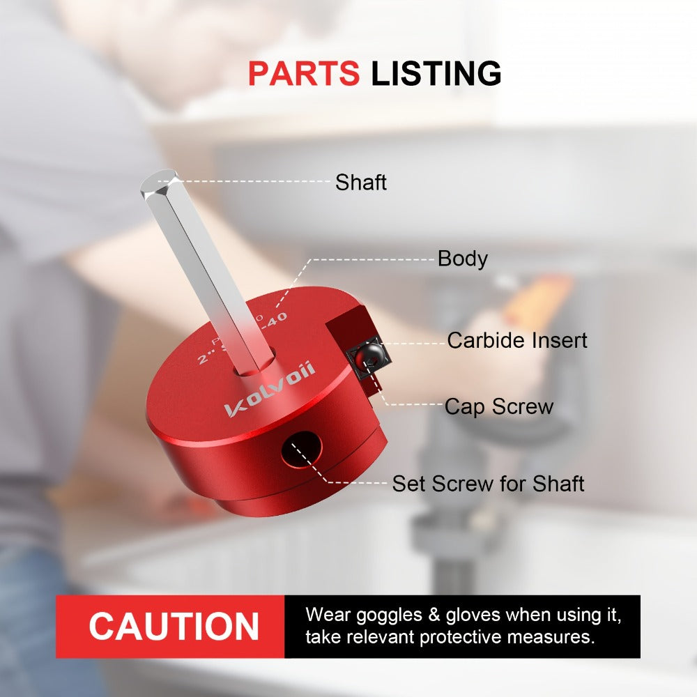 PVC Pipe Reamer Kit 8pcs - Fitting Saver for SCH 40 Plastic Pipe, Aluminum Alloy Body with 11.5" Hex Shaft, 8 Sizes 1/2" to 4", for PVC PP PE ABS Pipes, Drill Compatible, Red