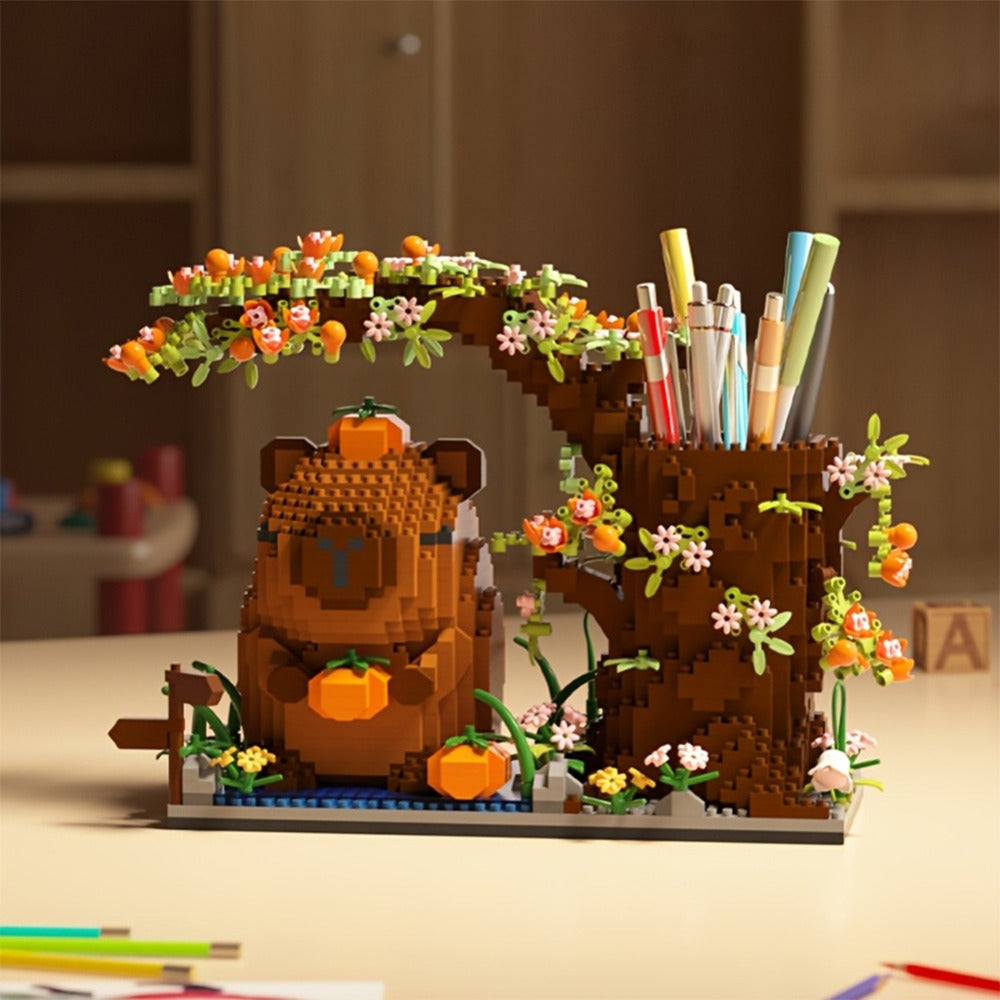 1880-Piece Capybara Building Block Pen Holder and Desk Organizer