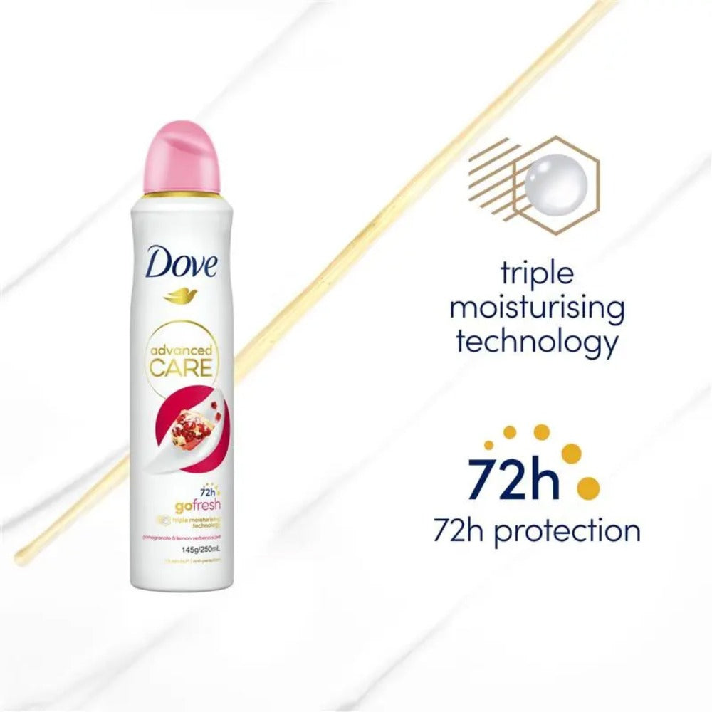 Pomegranate & Lemon Verbena Body Spray for Women Dove Go Fresh 150ml Long Lasting Freshness Quick Dry Invisible No White Marks Non-Sticky Lightweight Daily Deodorant Spray for Gym Travel 5oz