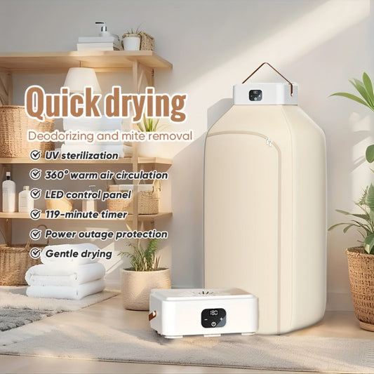 Portable Electric Clothes Dryer 600W with Dual Heat Modes, Timer and Dryer Bag