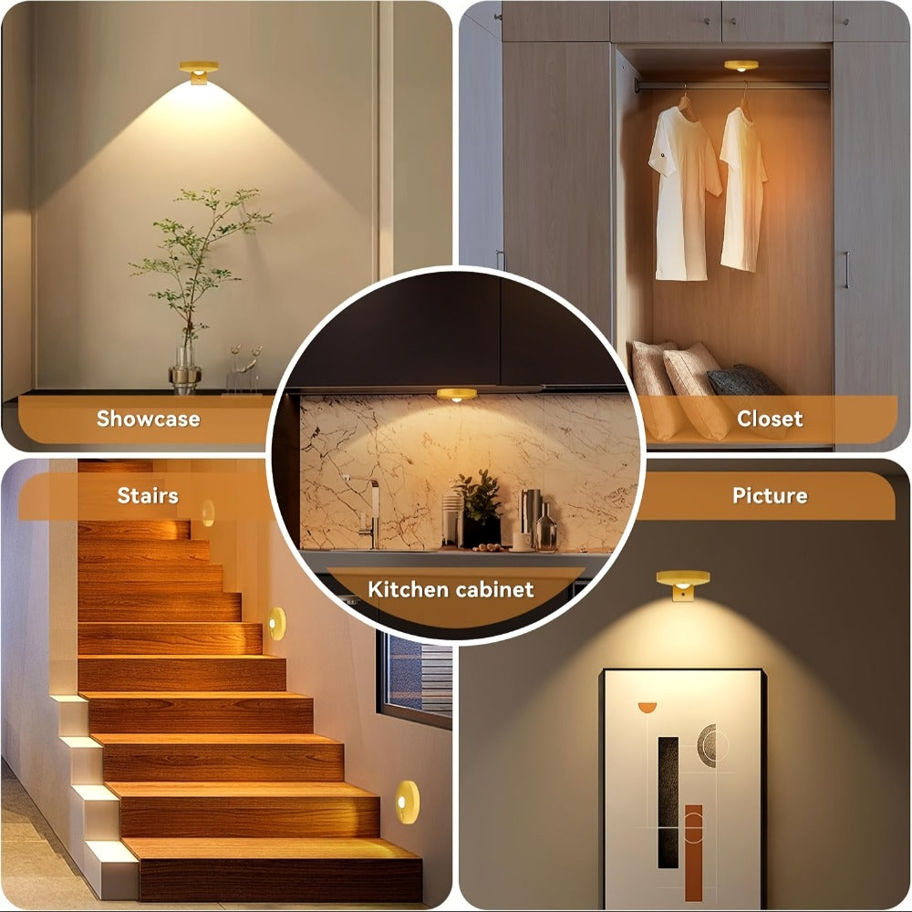 Picture Lights for Wall Rechargeable – Magnetic LED Art Display Light with Remote 3 Color Temperatures Dimmable Timer Golden Finish – 3-Pack & 6-Pack