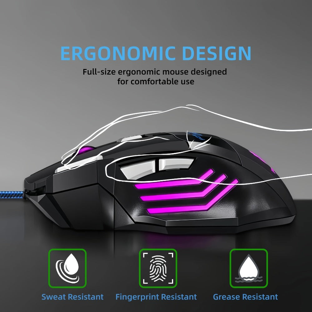 Programmable RGB Gaming Mouse Wired Ergonomic Pro-Grade with Turbo Click Multi-Mode DPI Sensitivity Dynamic RGB Lighting Forward Back Buttons USB Plug & Play for PC Laptop Mac Multiple Models
