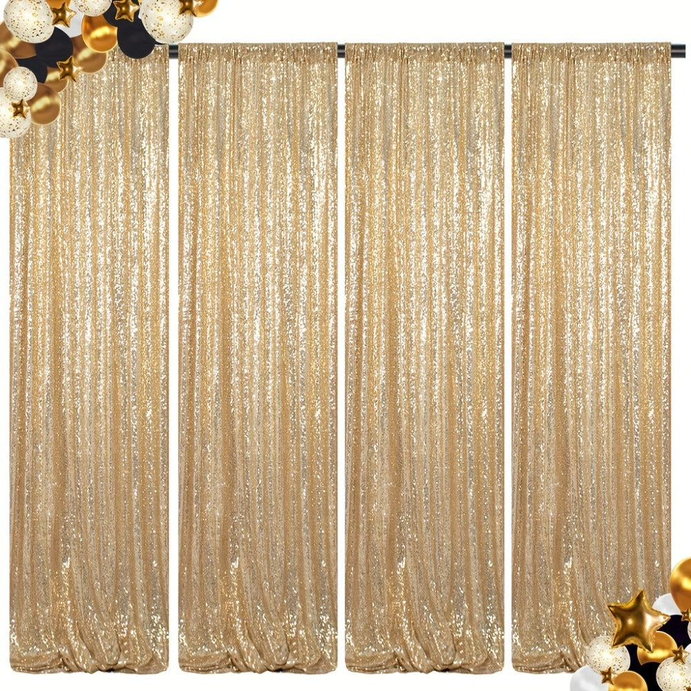 Sequin Backdrop Curtains 2FTx8FT Glitter Photography Background Panels for Party Wedding Birthday Stage Decoration Gold Yellow Shimmer Curtain Set 4 6 10 Panels Available