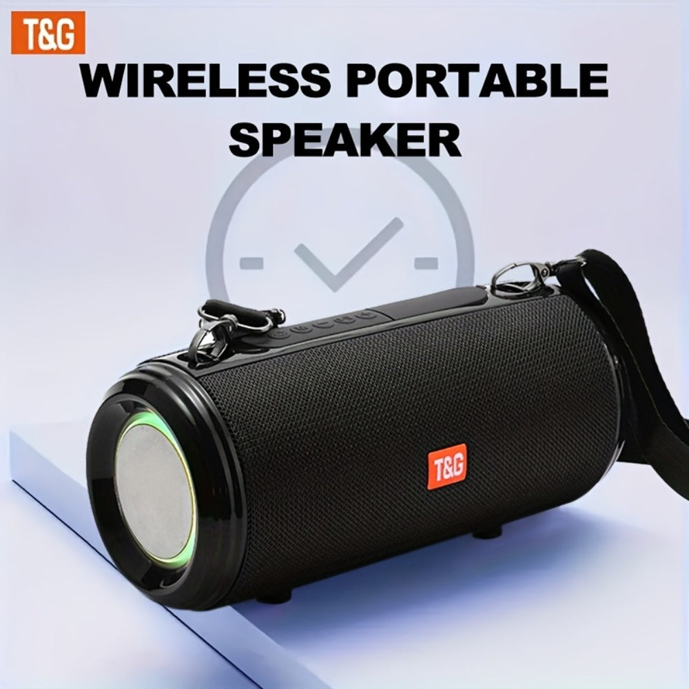 TG537 Portable Bluetooth Speaker with TWS Stereo Pairing, Hands-Free Calling, TF Card & USB Playback, Wireless Loudspeaker for Smartphone Tablet TV Camping Travel Outdoor Indoor