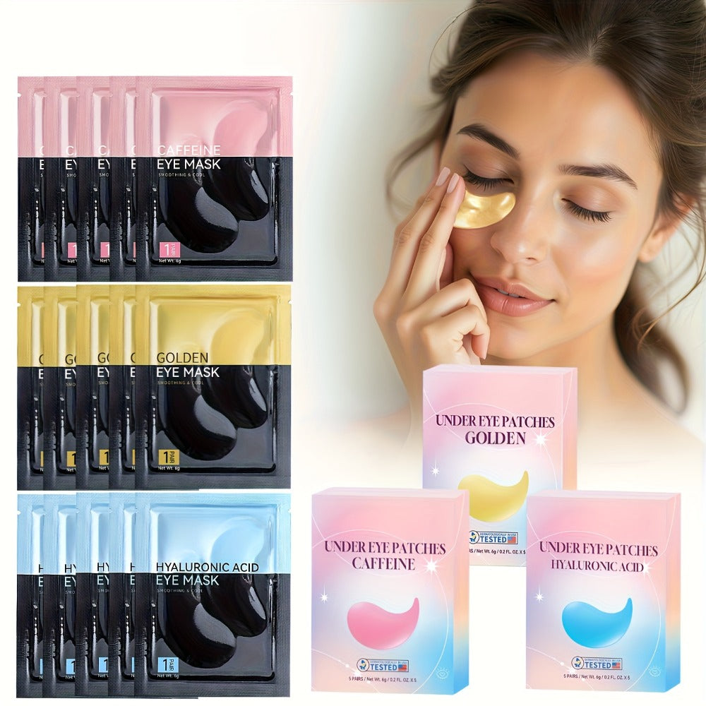 Collagen Eye Mask Patches 40 Pairs – Caffeine & Aloe Vera Under Eye Patches 4 Types Eye SPA Multi-Color Depuff Dark Circle Moisturizing Daily Eye Care Gift Set for Women