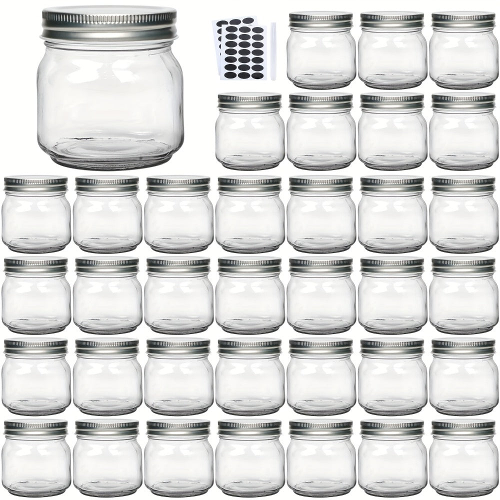 Mason Jars 8oz Glass Jars with Lids – 9/18/27/36 Pack Regular Mouth Canning Jars for Storage, Spices, Jelly, Jam, Honey & Caviar | Dishwasher Safe Spiral Lid Kitchen Storage Containers Set