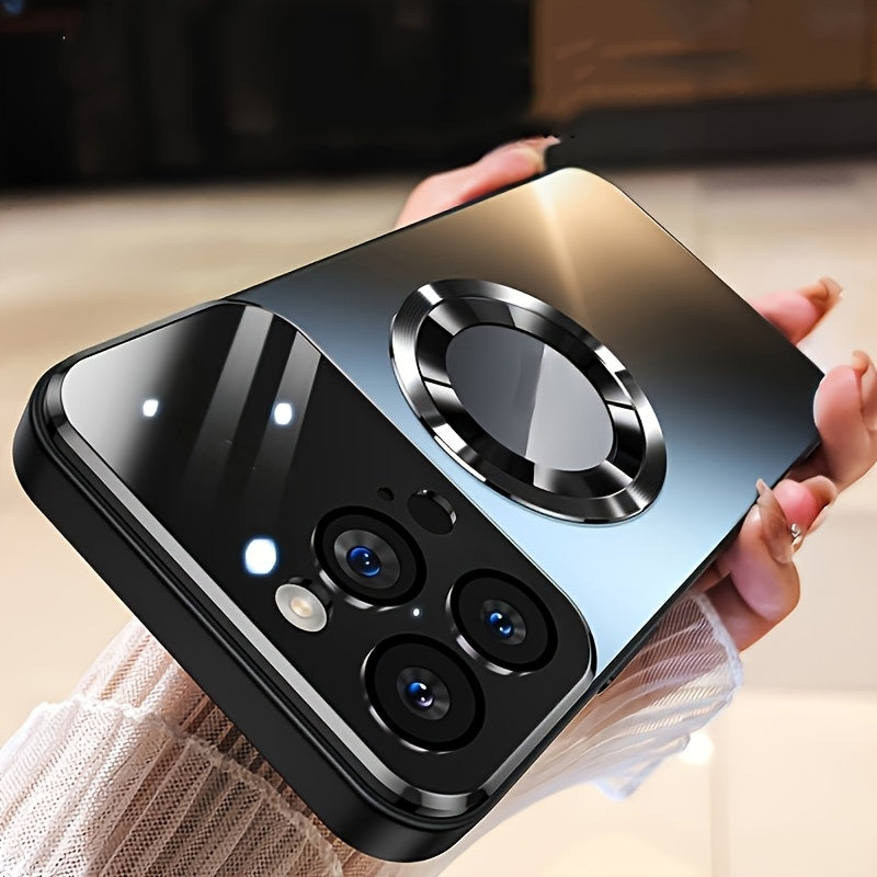 MagSafe iPhone Case Matte Titanium with Built-In Glass Lens Protector for iPhone 17 Pro Max Air 16 15 14 Series – Shockproof Luxury Magnetic Wireless Charging Cover