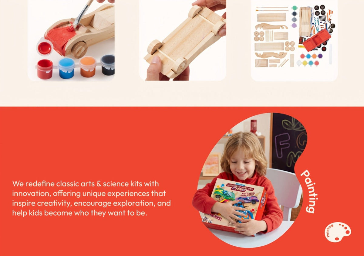 DIY Wooden Race Car Kit, 4 Cars to Build and Paint for Kids Ages 8+