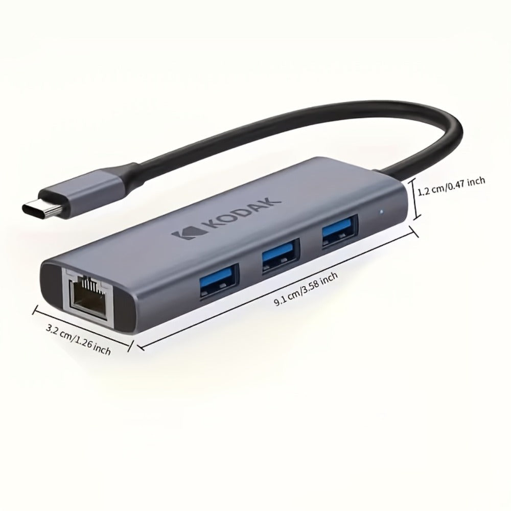 KODAK USB C Multiport Adapter 4-in-1 & 5-in-1 Hub – USB 3.0 Ports, 1000Mbps Gigabit Ethernet, Portable Aluminum Docking Station for MacBook, Laptop, Work, Home & Travel (T341/T343)