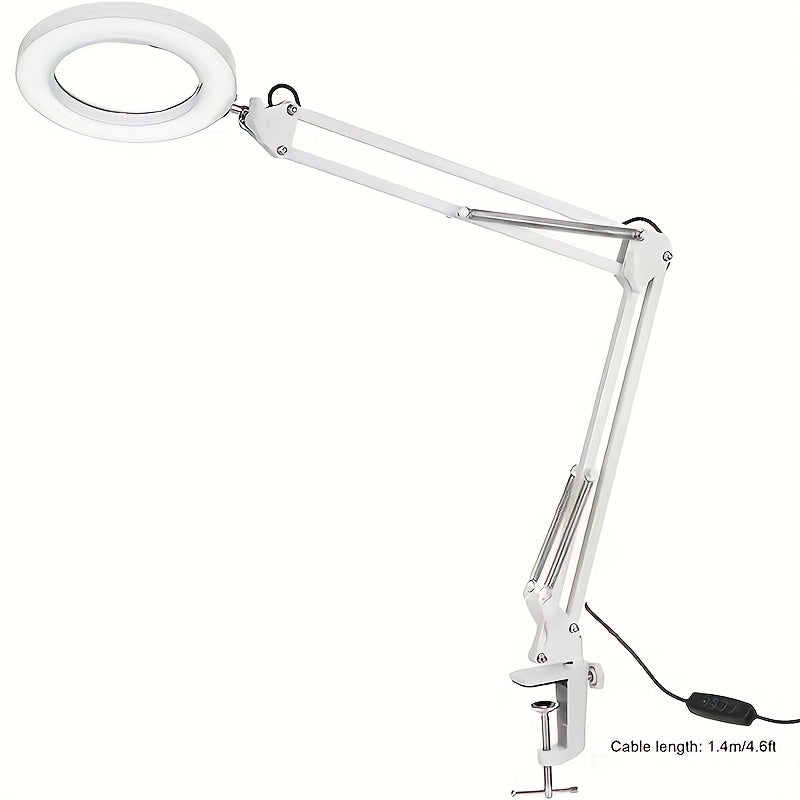 15X Magnifying Lamp with Clamp & Flexible Arm – USB LED Desk Light, 3 Color Modes 10 Brightness Levels, 360° Adjustable for Reading, Manicure, Eyelash, Sewing, Grooming & Precision Work