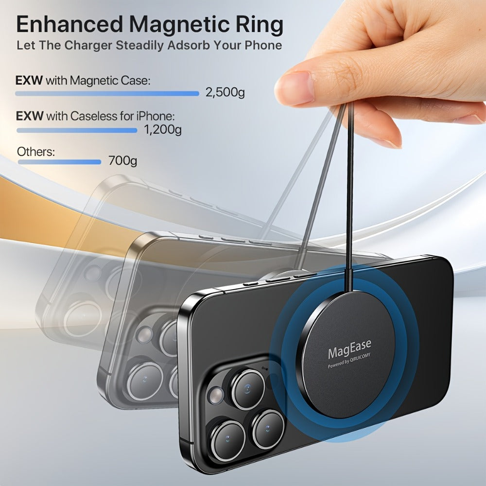 MagSafe Magnetic Wireless Charging Pad 15W Snap Alignment – Fast Charger for iPhone 17/16/15/14/13/12 & AirPods Pro/3/2, USB-C Cable & USB-A Converter Included, PD/PPS/QC Multi-Protocol | Slim Portable | Classic Black