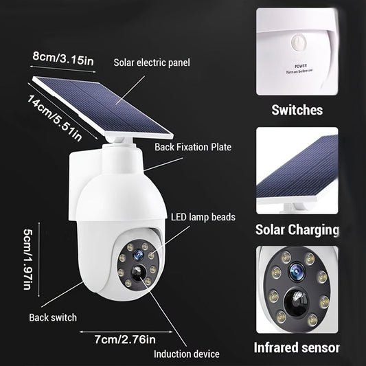 Solar Motion Sensor Security Light with Dummy Camera Design for Outdoor Lighting