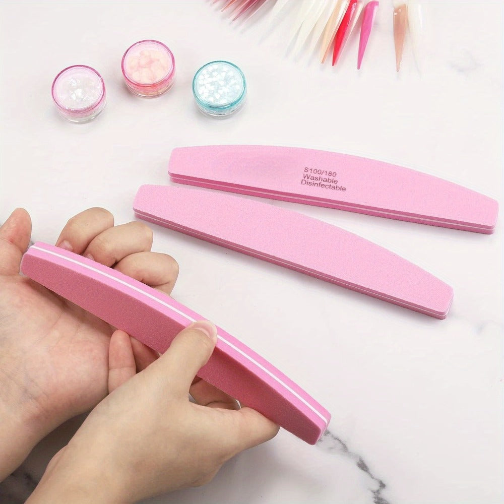 Nail Files and Buffers Professional 100 180 Grit Double-Sided Sanding Boards Reusable Polishing Blocks for Manicure Pedicure Salon Home Use Value Pack 20 or 35 Pieces
