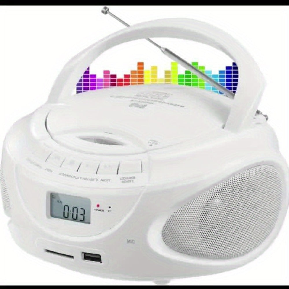Portable CD Player Boombox with AM FM Radio Dual Stereo Speakers, Aux Input USB TF Card MP3 Player, Earphone Jack, A-B Repeat, Plug & Play 120V, Multi-Function Home & Outdoor CD Boombox