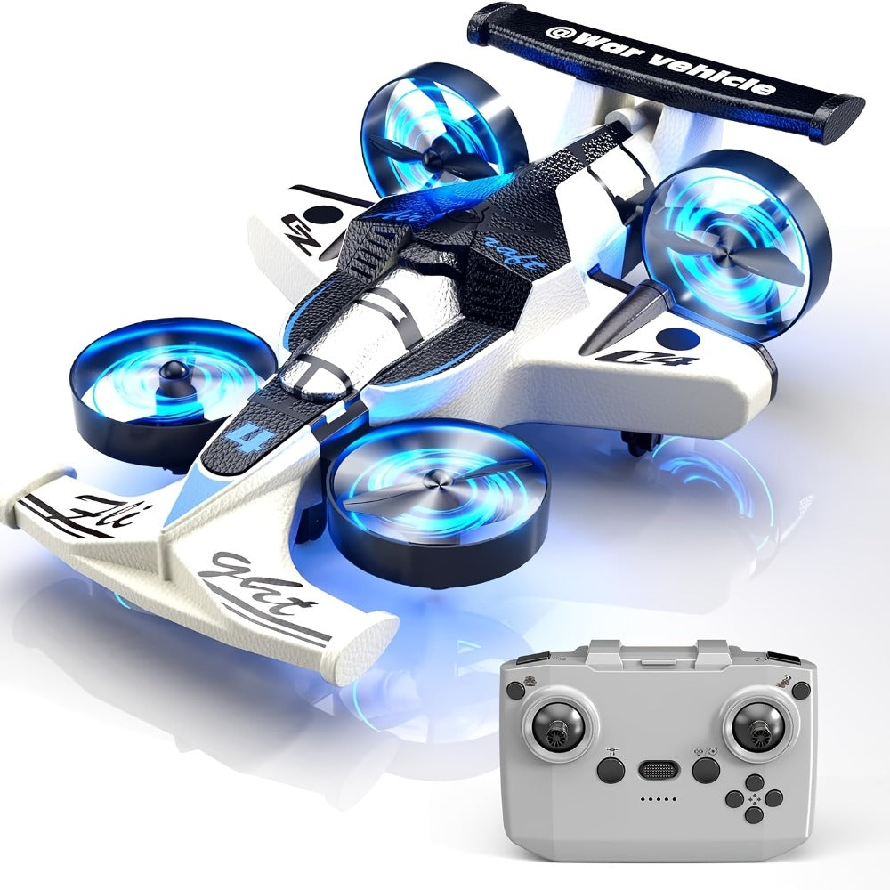 RC Flying Car Drone Combo for Kids – 2-in-1 Remote Control Racing Car & Quadcopter One-Key Takeoff 360° Aerial Flips Stable Hover Durable Foam Body Indoor Outdoor Gift for Boys Girls Age 6+ Red White Purple