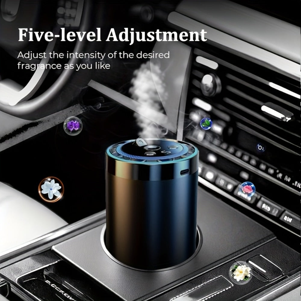 4-in-1 Car Air Freshener Diffuser with Starry Sky Projection – Aromatherapy Humidifier Dynamic Ambient Light, USB Powered, Hilton Cologne Ocean Scents, Fits All Cars | 1 or 3 Bottle Bundle